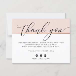 BUSINESS THANK YOU elegant rose gold blush pink Card