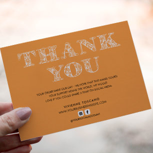 BUSINESS THANK YOU ELEGANT SWIRL LOGO  ORANGE ENCLOSURE CARD