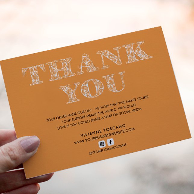 BUSINESS THANK YOU ELEGANT SWIRL LOGO  ORANGE ENCLOSURE CARD (Creator Uploaded)