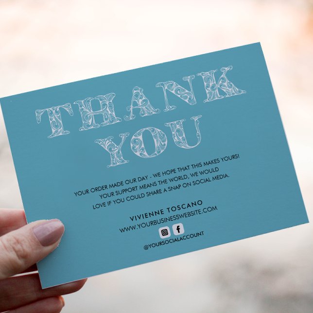 BUSINESS THANK YOU ELEGANT SWIRL LOGO  TURQUOISE ENCLOSURE CARD (Creator Uploaded)