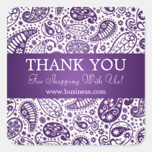 Business Thank You Fashion Paisley Purple Square Sticker