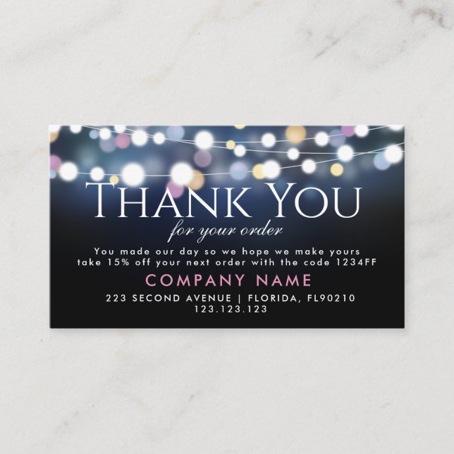 Business Thank You for your business thanks order Business Card (Front)