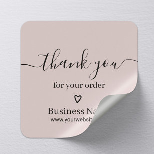 Business Thank You for Your Order Girly Blush Pink Square Sticker