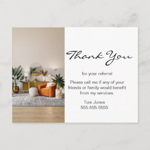 Business Thank You for your referal real estate Bu Postcard