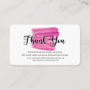 business thank you homemade make-up cosmetic card
