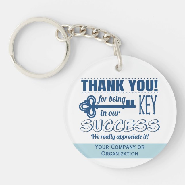 Business Thank You Key In Success Key Ring (Front)
