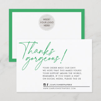 BUSINESS THANK YOU modern ball pen green Card