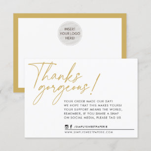 BUSINESS THANK YOU modern ball pen old gold Card