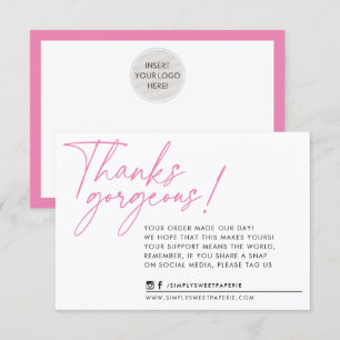 BUSINESS THANK YOU modern ball pen pink Card