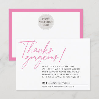 BUSINESS THANK YOU modern ball pen pink Card