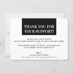 BUSINESS THANK YOU modern bold black white Card