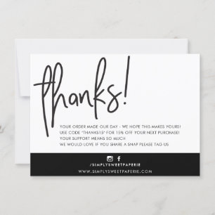 BUSINESS THANK YOU modern bold handlettered black