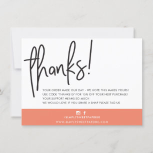 BUSINESS THANK YOU modern bold handlettered orange Card