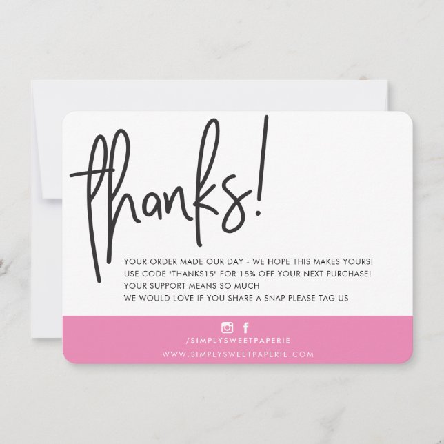 BUSINESS THANK YOU modern bold handlettered pink (Front)