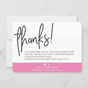 BUSINESS THANK YOU modern bold handlettered pink