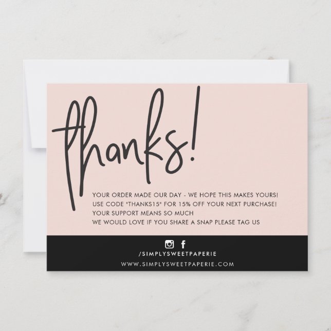 BUSINESS THANK YOU modern bold handlettered pink (Front)