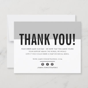 BUSINESS THANK YOU modern bold pale grey LOGO Card