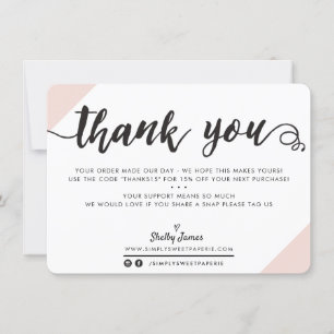 BUSINESS THANK YOU modern chic corners script pink Card