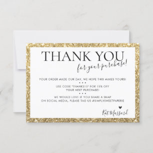 BUSINESS THANK YOU modern chic faux gold glitter Card