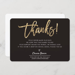 BUSINESS THANK YOU modern chic gold glitter black