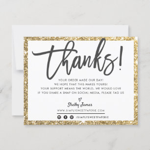 BUSINESS THANK YOU modern chic gold glitter black
