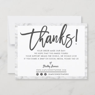 BUSINESS THANK YOU modern chic grey marble black