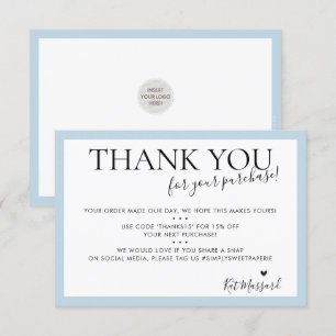 BUSINESS THANK YOU modern chic pale duck egg blue Card