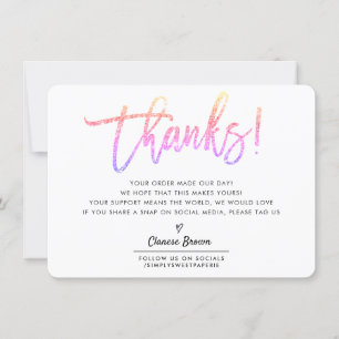 BUSINESS THANK YOU modern chic pink glitter