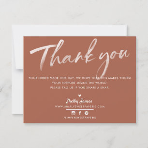 BUSINESS THANK YOU modern clay brown white ink Card