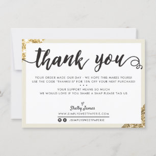 BUSINESS THANK YOU modern corner script cream gold