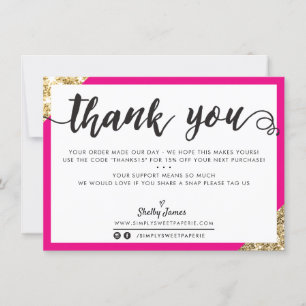 BUSINESS THANK YOU modern corner script pink gold