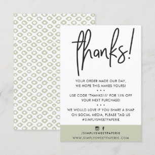 BUSINESS THANK YOU modern customer sage green ikat Card