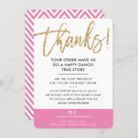BUSINESS THANK YOU modern cute gold glitter pink
