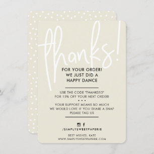 BUSINESS THANK YOU modern font cream ivory black