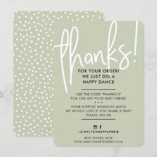 BUSINESS THANK YOU modern font sage green black Card