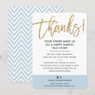 BUSINESS THANK YOU modern gold glitter duck egg Card