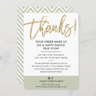 BUSINESS THANK YOU modern gold glitter sage green