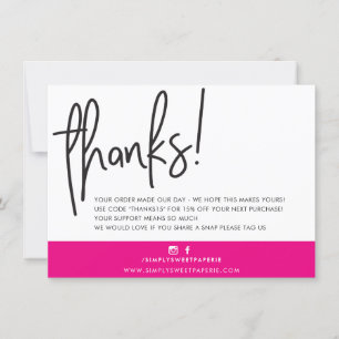 BUSINESS THANK YOU modern handlettered fuschia Card
