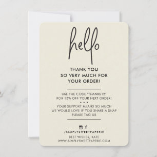 BUSINESS THANK YOU modern hello ivory black Card