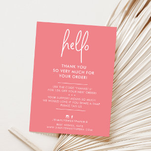 BUSINESS THANK YOU modern hello pretty coral white