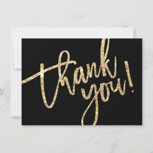 BUSINESS THANK YOU modern insert black gold logo Card