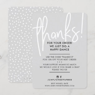 BUSINESS THANK YOU modern lettered font grey white Card