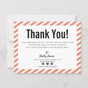 BUSINESS THANK YOU modern minimal orange LOGO Card