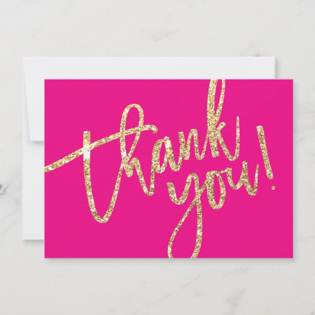 BUSINESS THANK YOU modern script insert pink logo Card (Front)