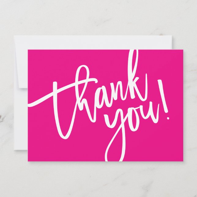 BUSINESS THANK YOU modern script insert pink logo Card (Front)
