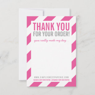 BUSINESS THANK YOU NOTE bold bright stripe pink Card