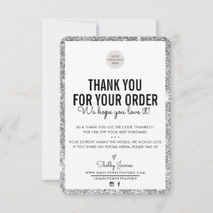 BUSINESS THANK YOU order insert silver glitter