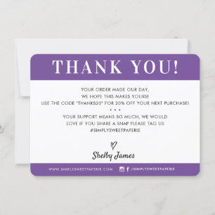 BUSINESS THANK YOU professional chic purple Card