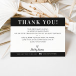 BUSINESS THANK YOU professional modern black white<br><div class="desc">by kat massard >>> WWW.SIMPLYSWEETPAPERIE.COM<<< Send and extra special THANK YOU message with style and pizzazz for your customers. Add your logo on the back and even had write a personal note - great, professional customer service that will keep them coming back! TIPS 1. To resize / reposition the photo...</div>