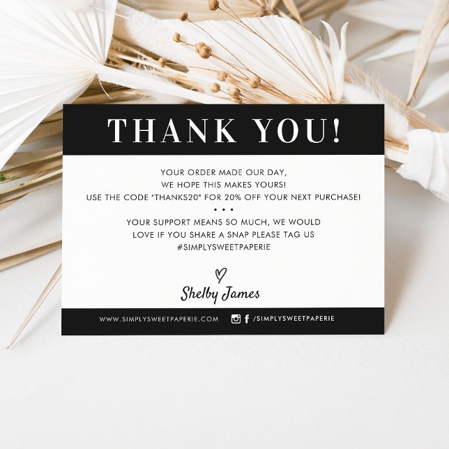 BUSINESS THANK YOU professional modern black white Card (Creator Uploaded)